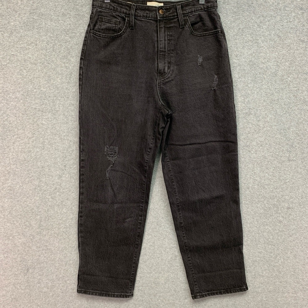Universal Thread Vintage Straight Jeans Women's 8/29R Black High Rise Distressed